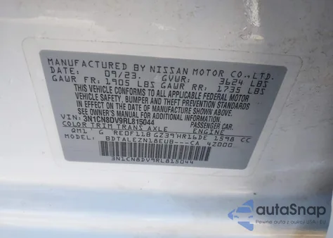 2024 Nissan Versa 1.6 S from USA, damaged, VIN 3N1CN8DV9RL815044